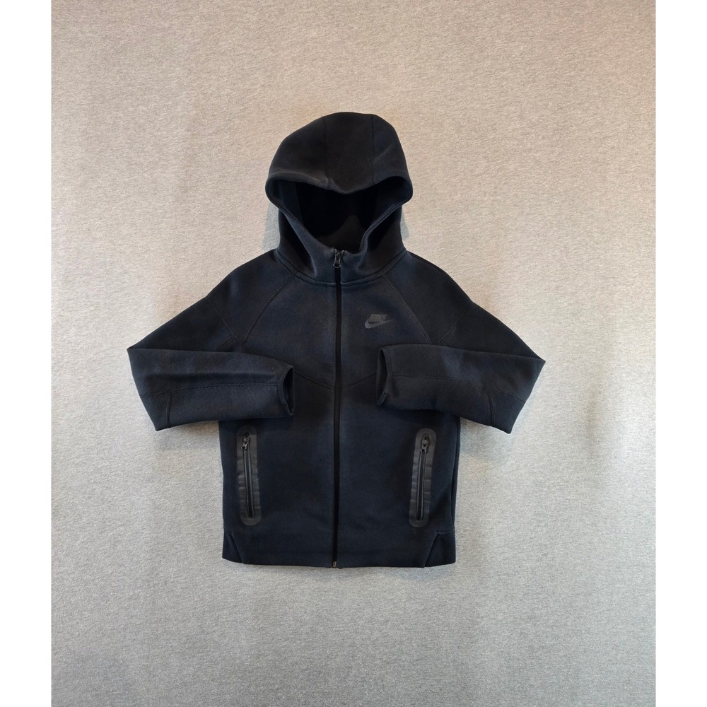 Nike Tech Hoodie Kids Large Black Fleece Full Zip FD3285-010 Sports Streetwear